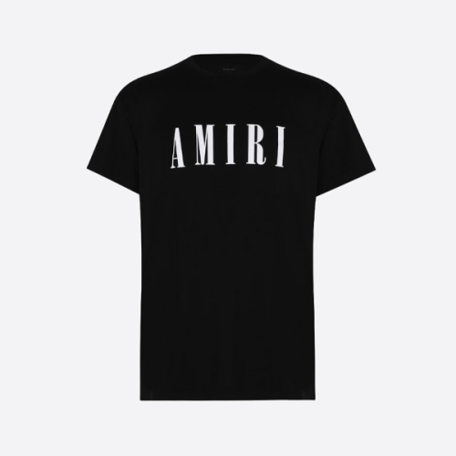 AMIRI 두꺼운 접착제를 사용한 문자 인쇄 반소매 T 셔츠, 블랙