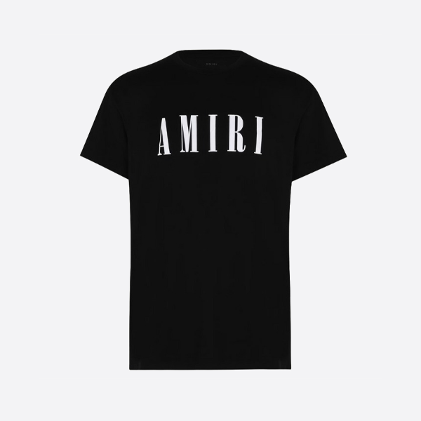AMIRI 두꺼운 접착제를 사용한 문자 인쇄 반소매 T 셔츠, 블랙