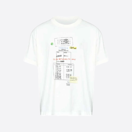 메종 마르지엘라 티켓 그래피티 프린트 크루넥 반팔 티셔츠