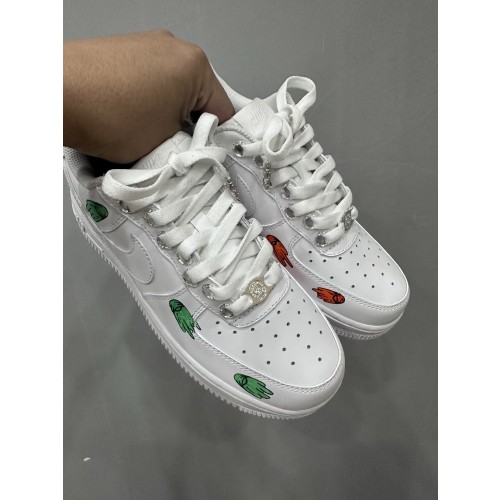 크롬하츠 x 나이키 AF1 x 매티 보이 핸드페인팅 한정판 퓨어 화이트 에어 포스 1