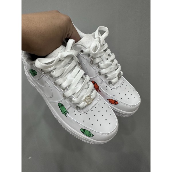 크롬하츠 x 나이키 AF1 x 매티 보이 핸드페인팅 한정판 퓨어 화이트 에어 포스 1